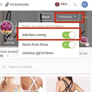 TURN on <Add Listing> button to get notification of New post!